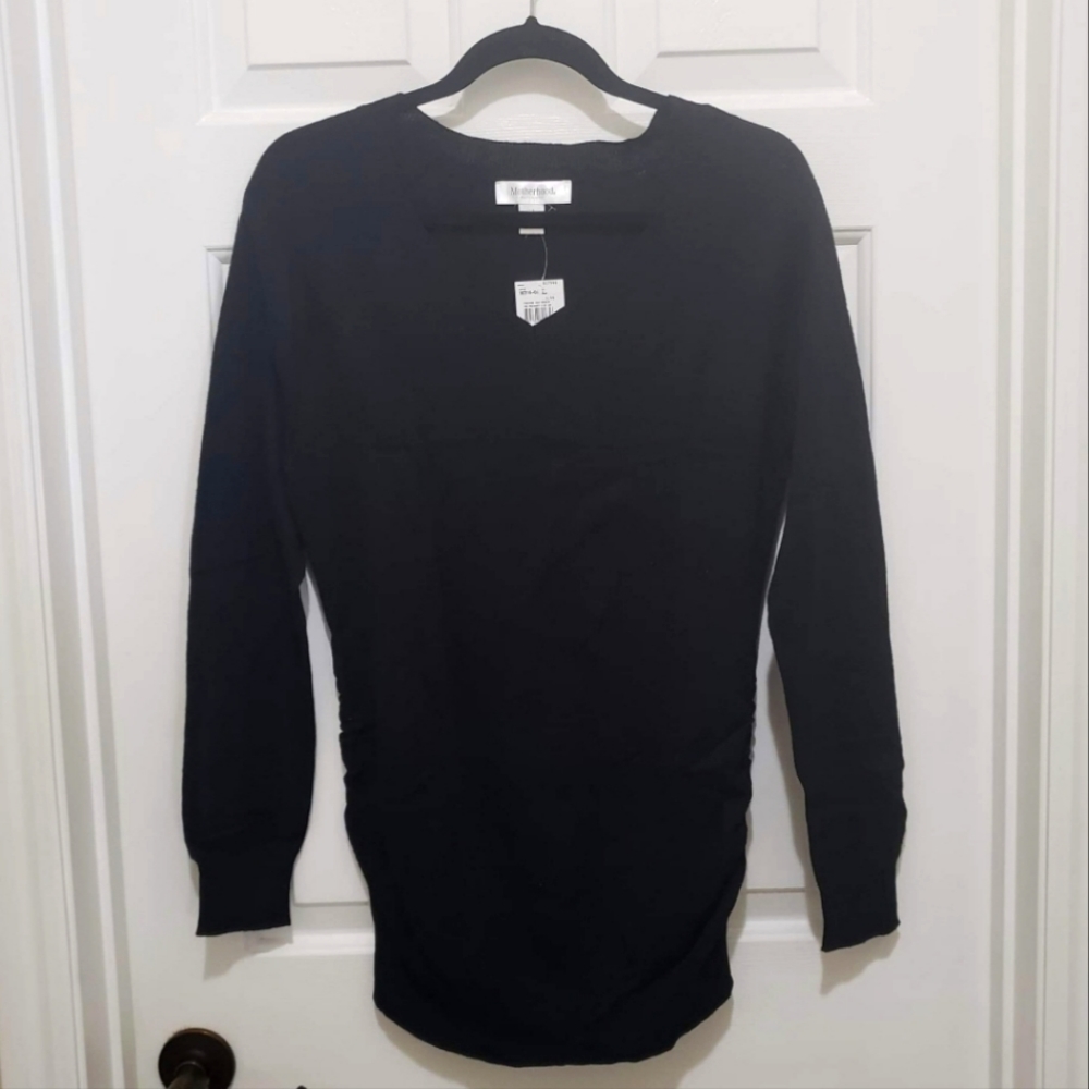 Motherhood Maternity Sweater Womens Large Black V-neck New NWT